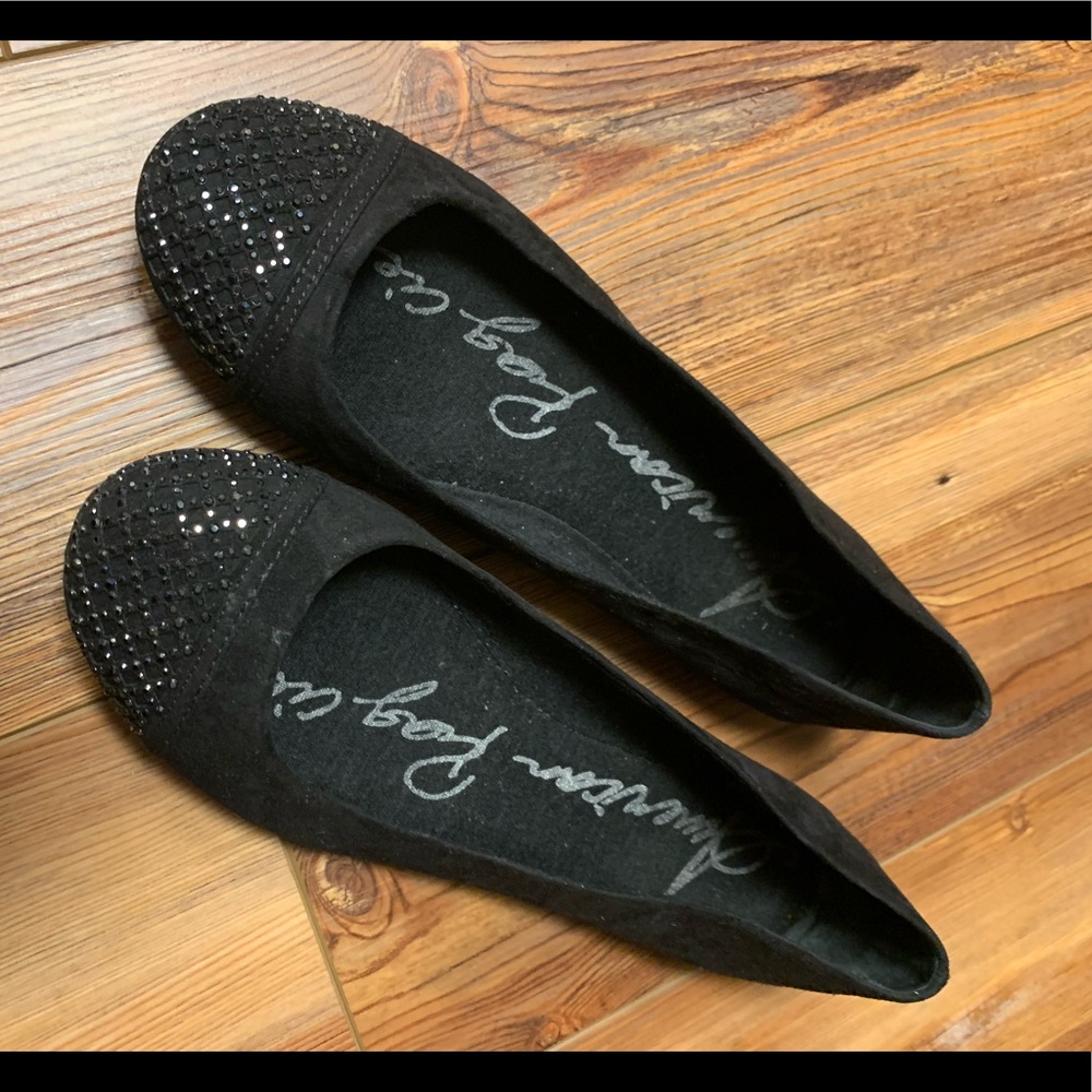 Black rhinestone flats